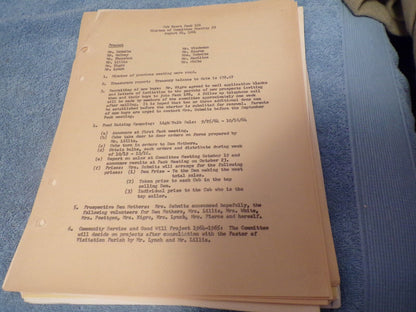 Vintage 1960's Cub Scout Pack 186 Committee Meeting Minutes Documents