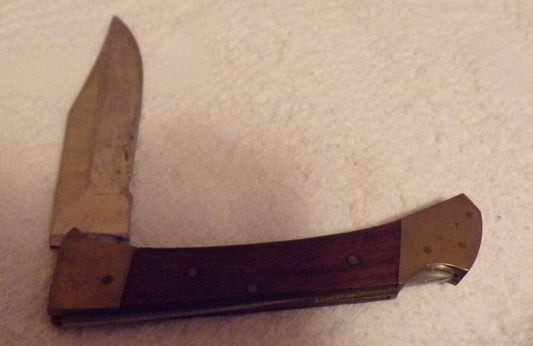 Bronze Handled, Stainless Steel Single Blade Pocket Knife (Locking Blade)