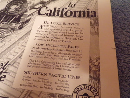1926-Southern Pacific Lines Advertisement Sheet (From National Geographic)