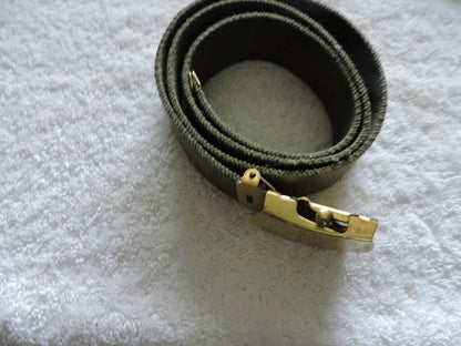 SCOUT BELT GREEN WITH GOLD BUCKLE--35 INCHES--NEW