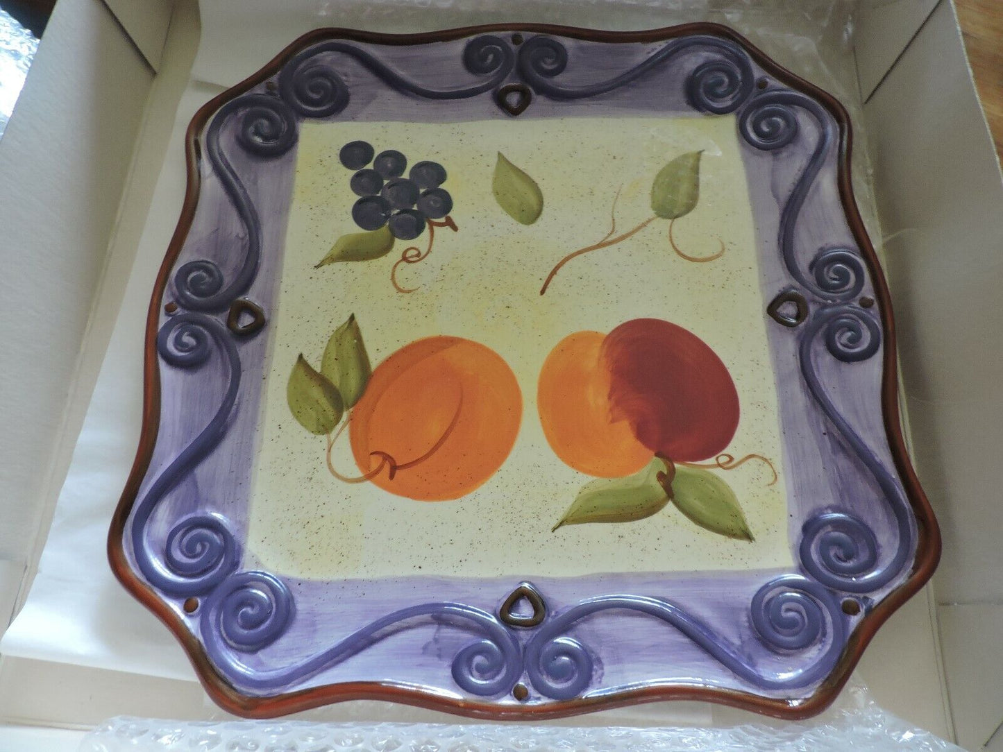 Media Brand Fortunoff 13" Dinner Set (Platter and Bowl) Fruit Pattern