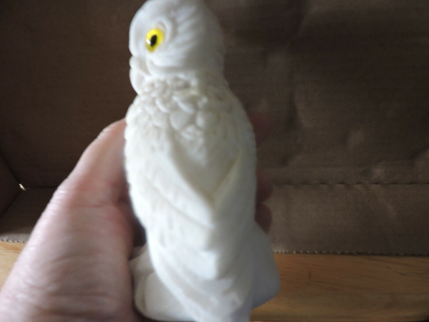 ALABASTER HORNED OWL MADE IN ITALY  5 INCHES TALL