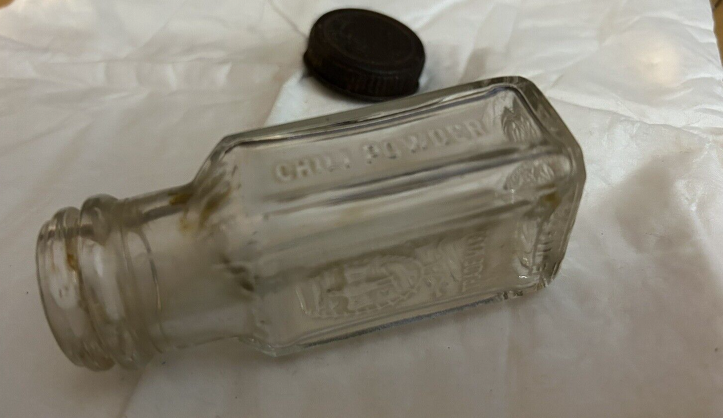 CLEAR VINTAGEBOTTLE WITH METAL SCREW ON CAP(EMPTY)