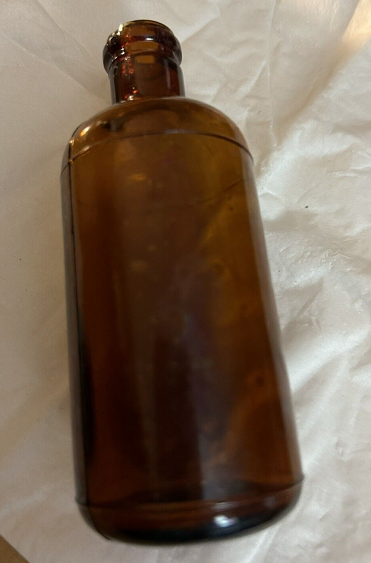 BROWN ROUND BOTTLE UNMARKED 4.5 X 1.75 INCHES EMPTY