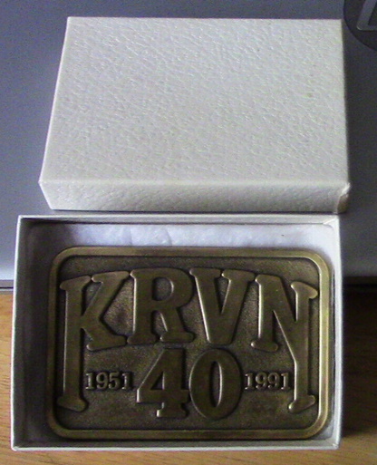 BRASS 40th Anniv. Nebraska Radio Station KRVN Belt Buckle (Numbered 341)