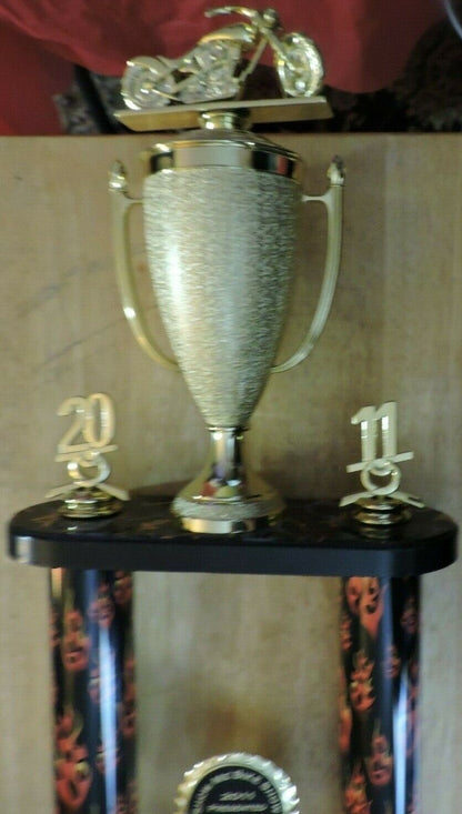 LADY MILD CUSTOM 1ST PLACE BIKE RIDING TROPHY  2011    22X8.5X5 INCHES