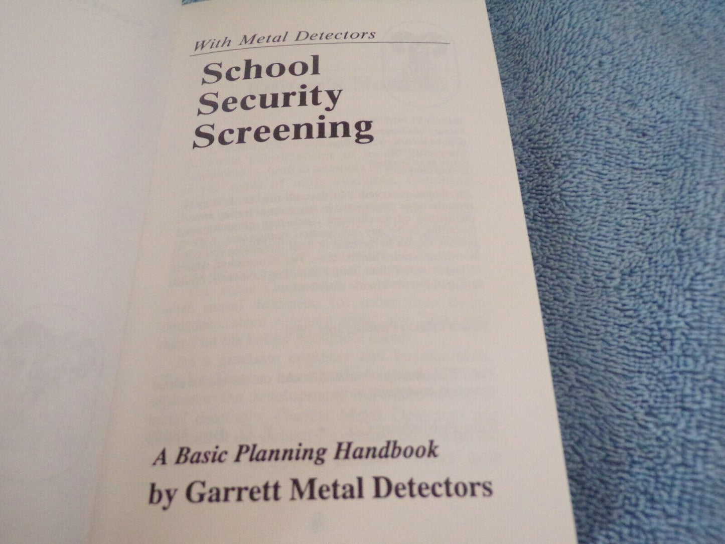 School Security Screening: Basic Planning Handbook by Garrett Metal detectors
