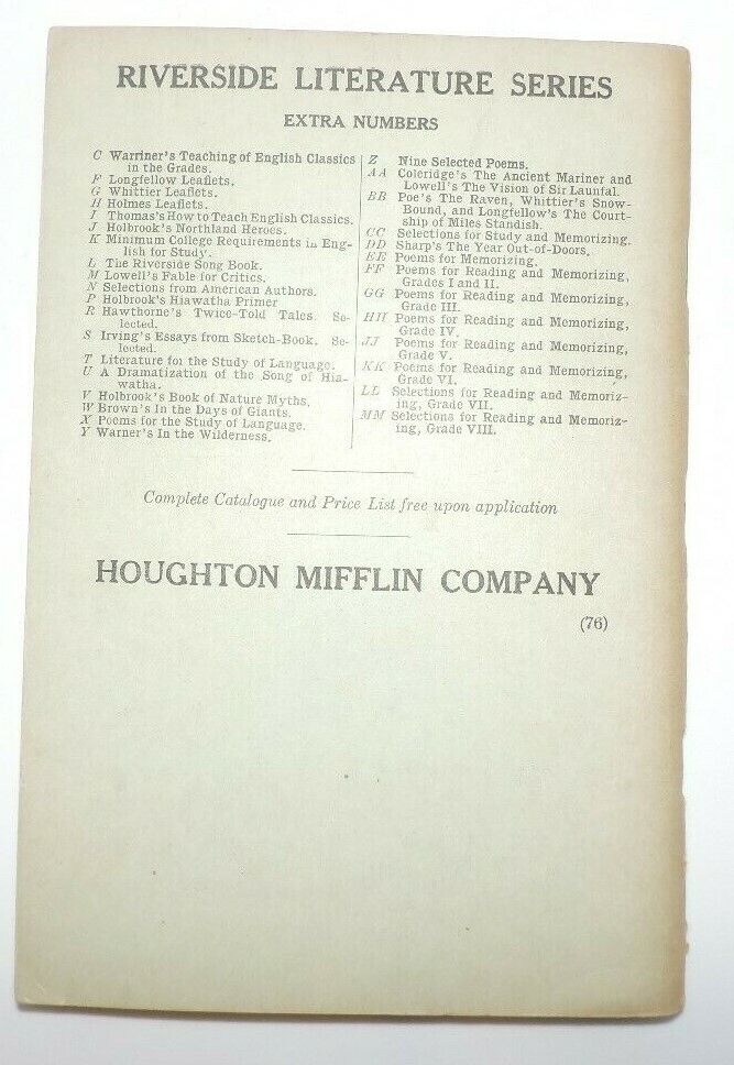 Vintage (1911) Book: Riverside Literature Series NO.55 "The Merchant of Venice"