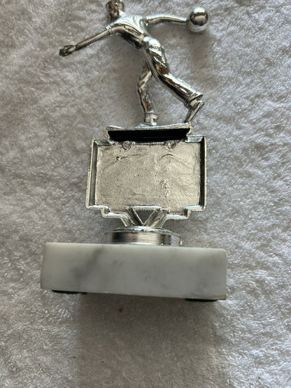 TROPHY: BOWLING SILVER ON MARBLE BASE, 7X3X2 INCHES