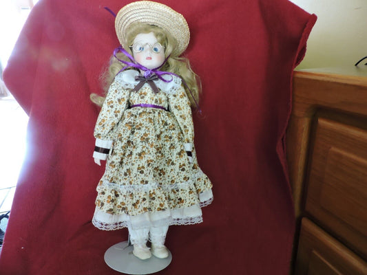 18 INCH PORCELAIN DOLL WITH GLASSES