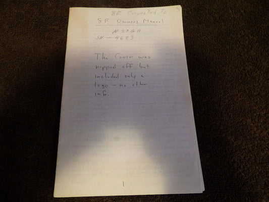 8E Converted to 8F Owners Manual N37GH SN-4683