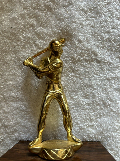 TROPHY: BATTER --METAL--WOOD BASE-- 5.5X 4X4 INCHES