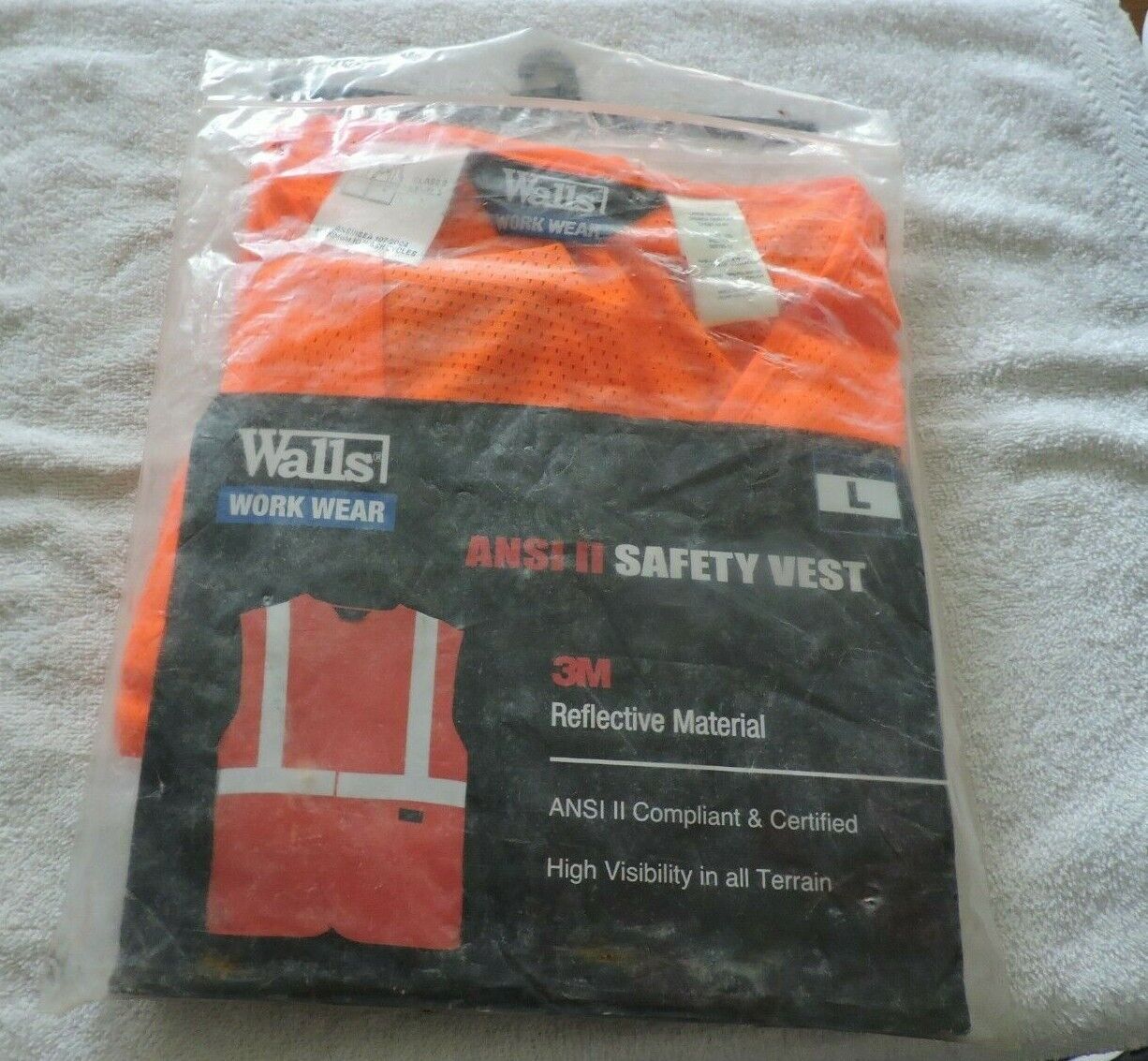 NEW:  WALLS WORK WEAR ANSI II SAFETY VEST--SIZE L