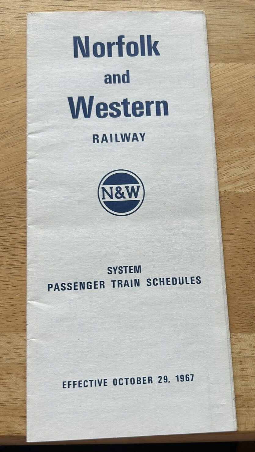 NORFOLK AND WESTERN RAILWAY SYSTEM PASSENGER TRAIN SCHEDULES OCTOBER 29, 1967