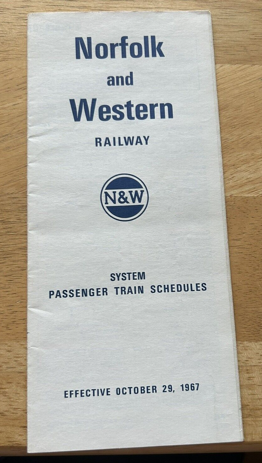 NORFOLK AND WESTERN RAILWAY SYSTEM PASSENGER TRAIN SCHEDULES OCTOBER 29, 1967