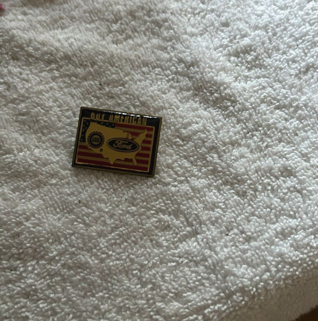 BUY AMERICAN--FORD-UAW PIN 1.5X1 INCHES