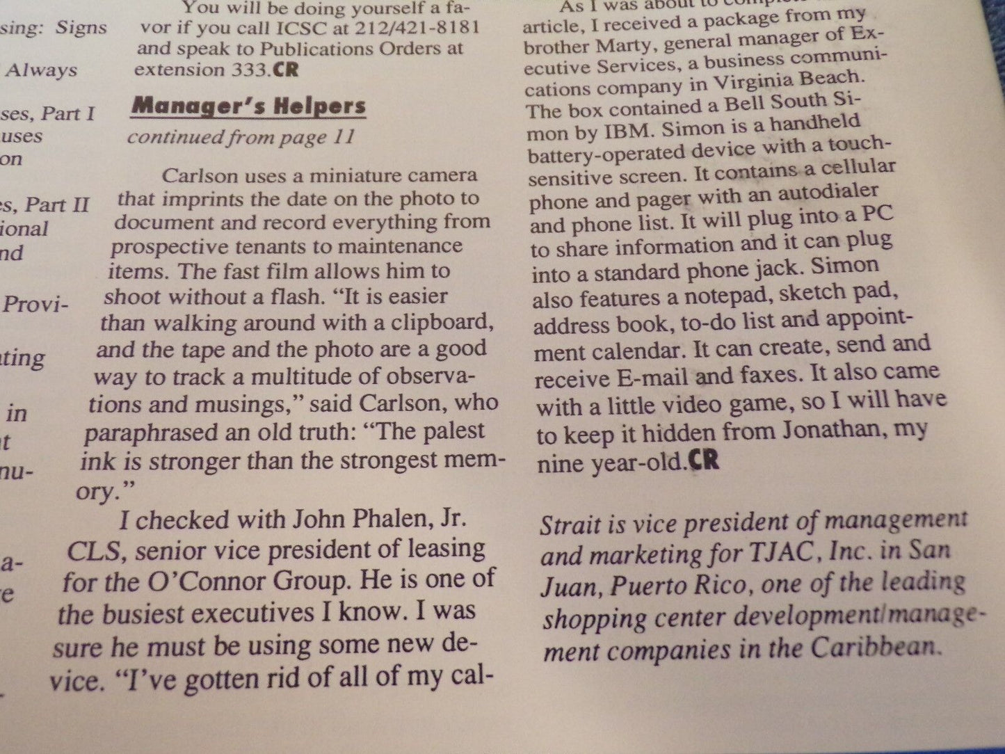 The Carlson Report for Shopping Center Management - May 1995 Edition