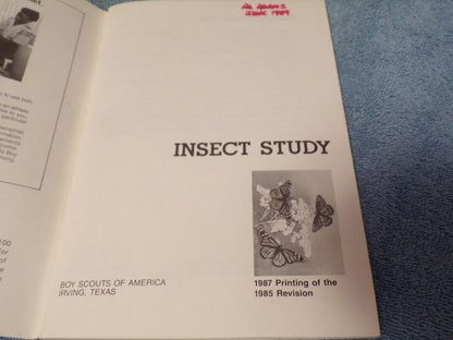 Insect Study: BSA Merit Badge Series Book 1987 Printing