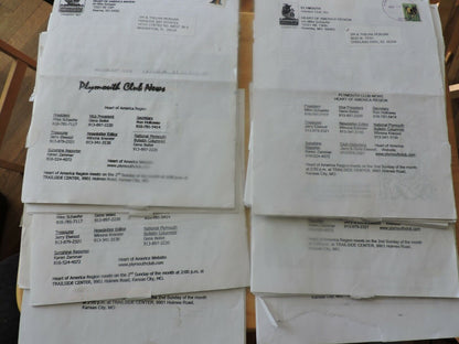 HEART OF AMERICA PLYMOUTH CLUB NEWS--VARIOUS NEWSLETTERS FROM 2010-2014 (18)