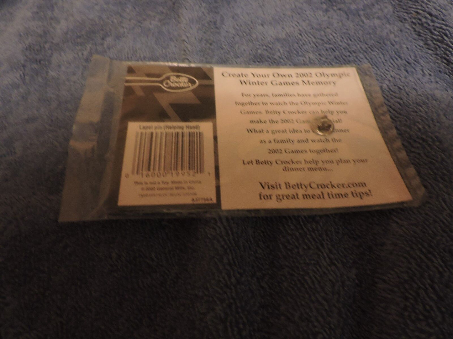 Betty Crocker Limited Edition Collectable-2002 Olympics Pin w/ Information Card
