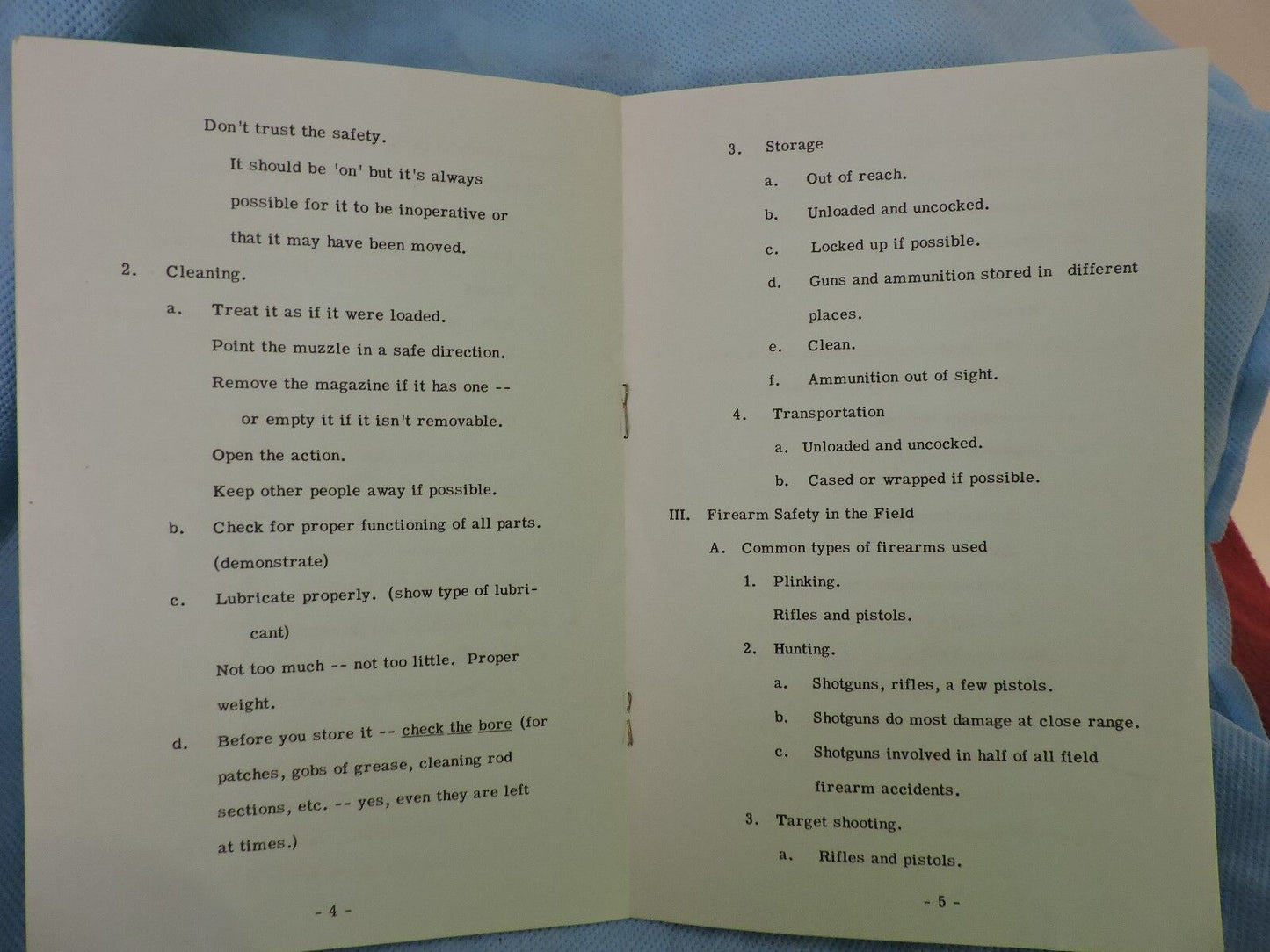 VINTAGE NRA FIREARMS SAFETY A PRESENTATION OUTLINE BOOKLET
