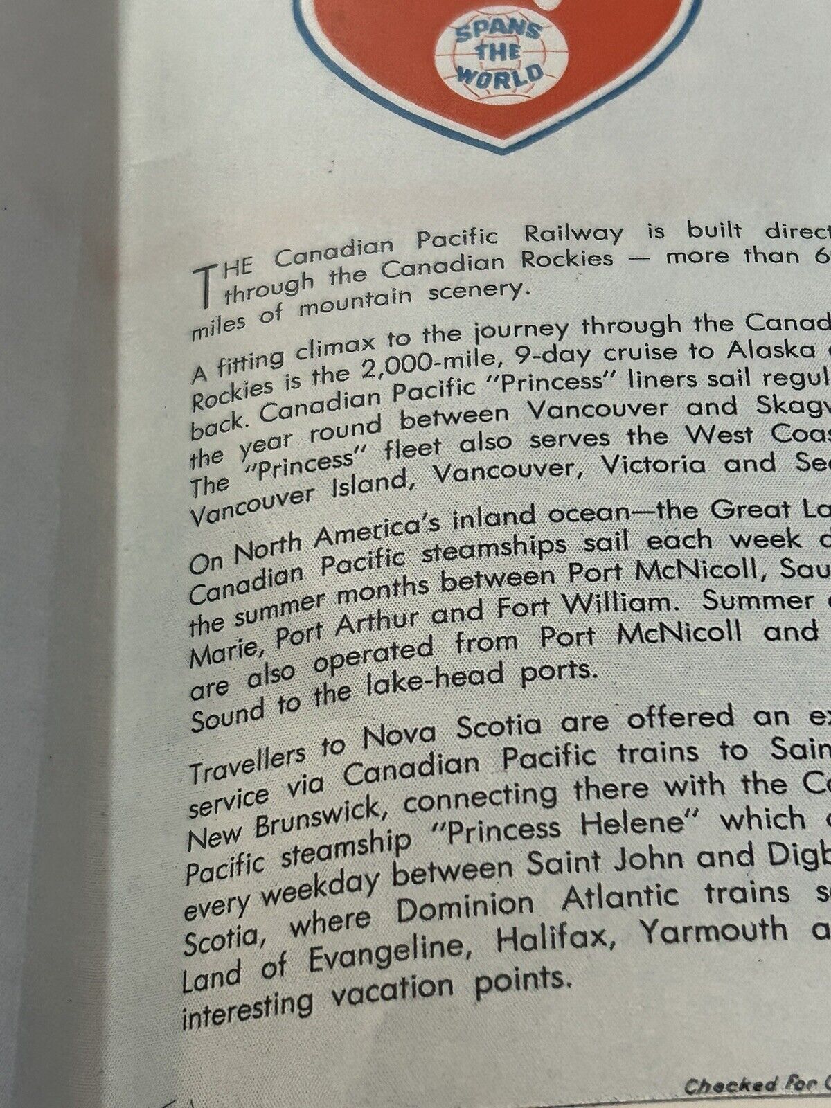 VINTAGE CANADIAN PACIFIC LINES MAP  WHERE TO GO IN CANADA  (NO DATE FOUND)
