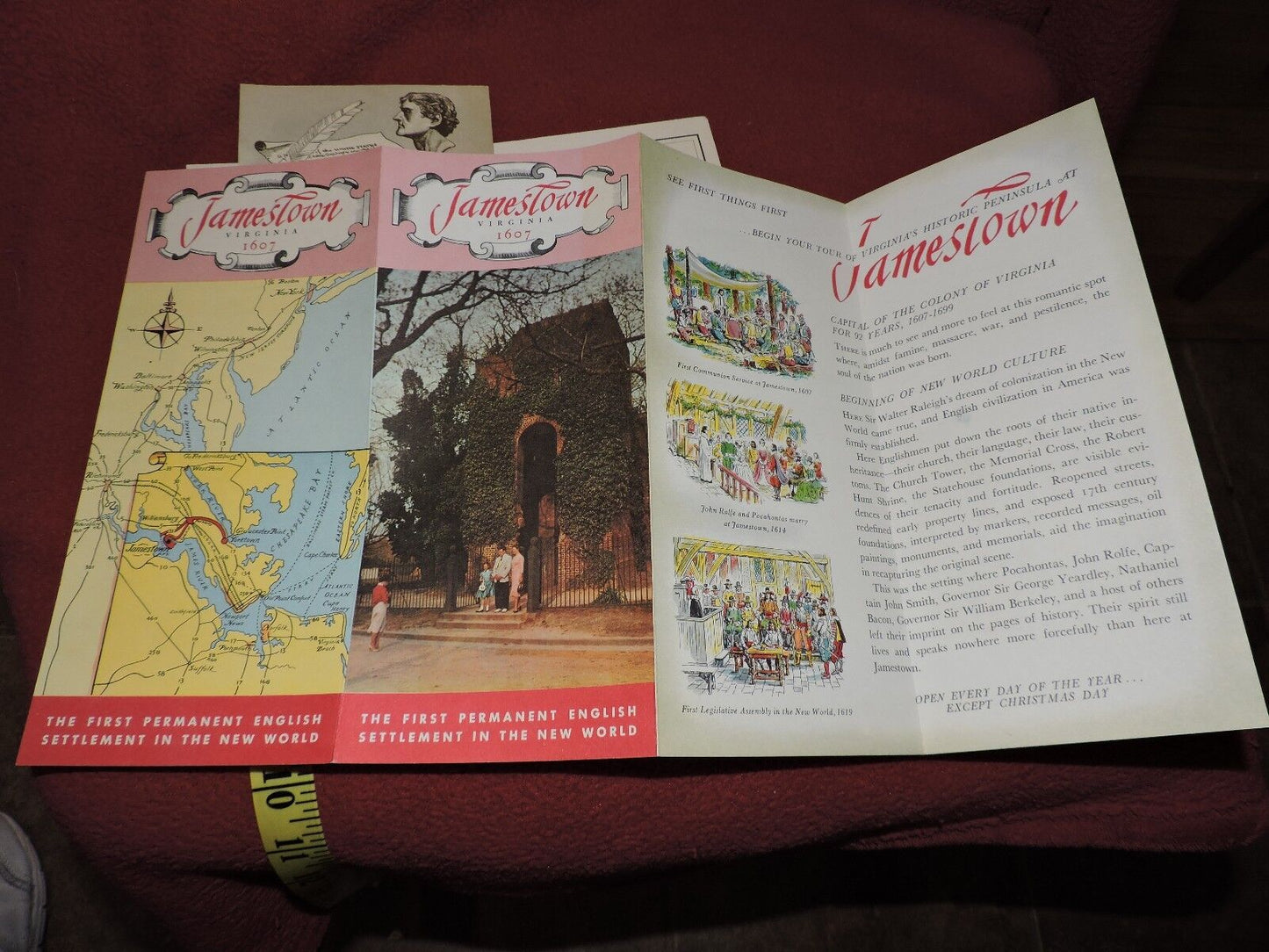 VINTAGE OLD TRAVEL  BROCHURES FROM VIRGINIA--LOT OF 5 PIECES
