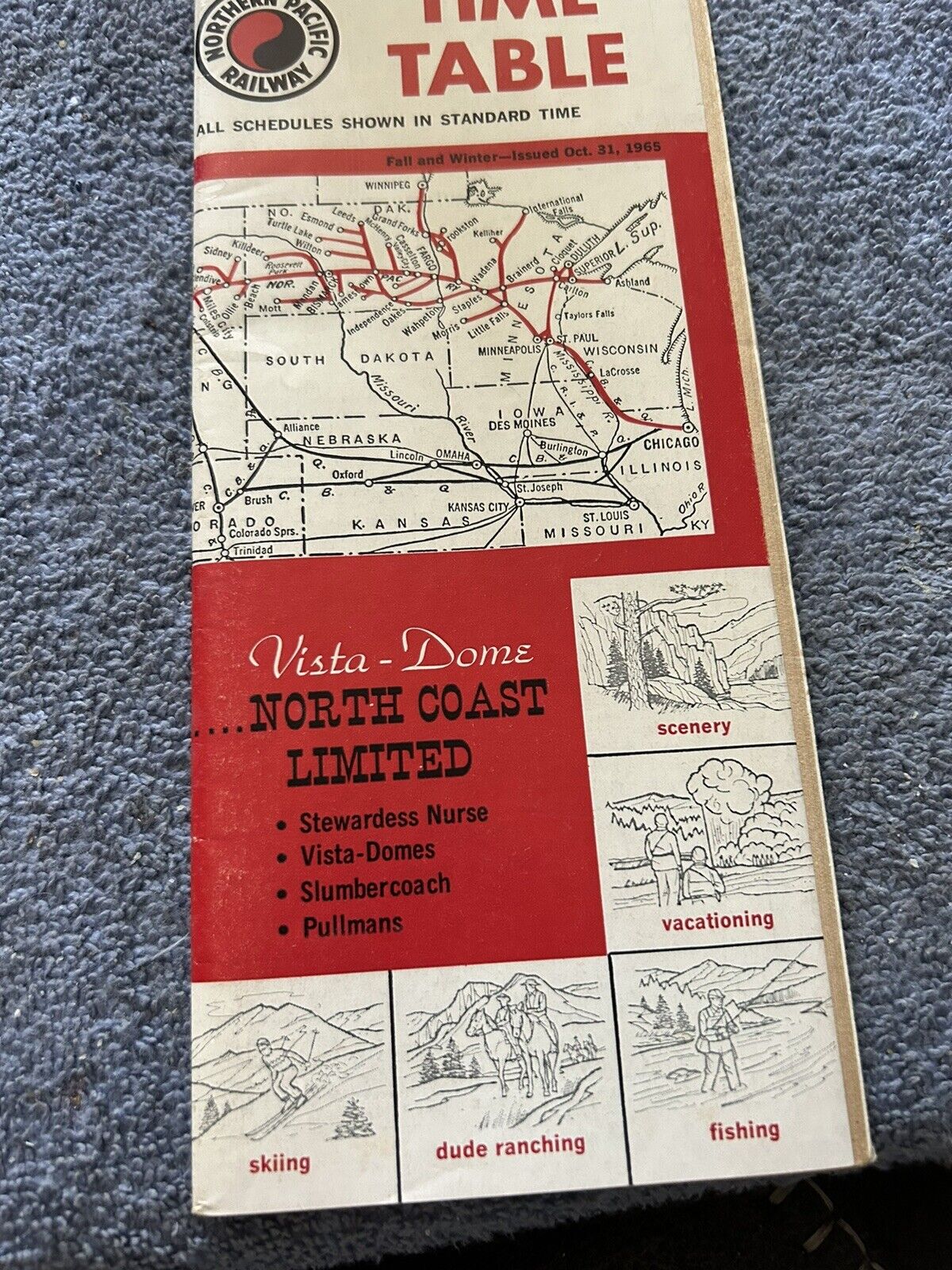 NORTHERN PACIFIC RAILWAY CO. TIMETABLE OCTOBER 31, 1965