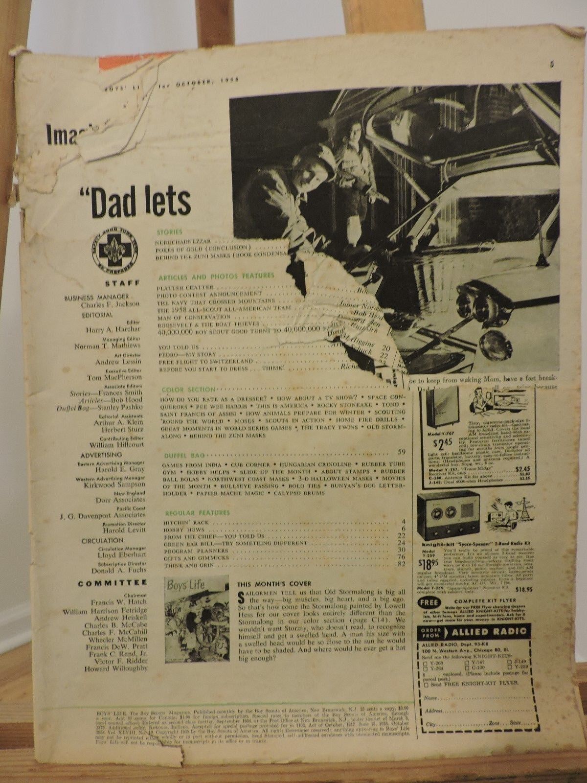 Vintage Boys Life Magazine For All Boys, Sept. 1954, color print ads NO COVER