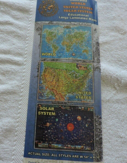 Hema 3 EDUCATIONAL  Map Set   WORLD MAP, UNITED STATES MAP, SOLAR SYSTEM MAP