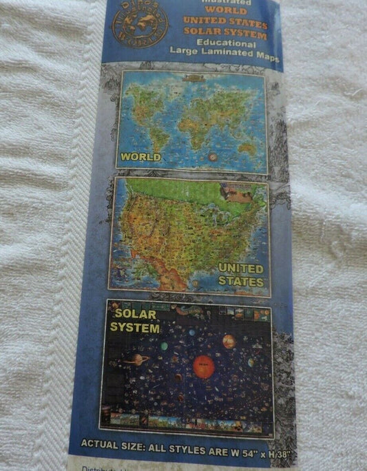 Hema 3 EDUCATIONAL  Map Set   WORLD MAP, UNITED STATES MAP, SOLAR SYSTEM MAP