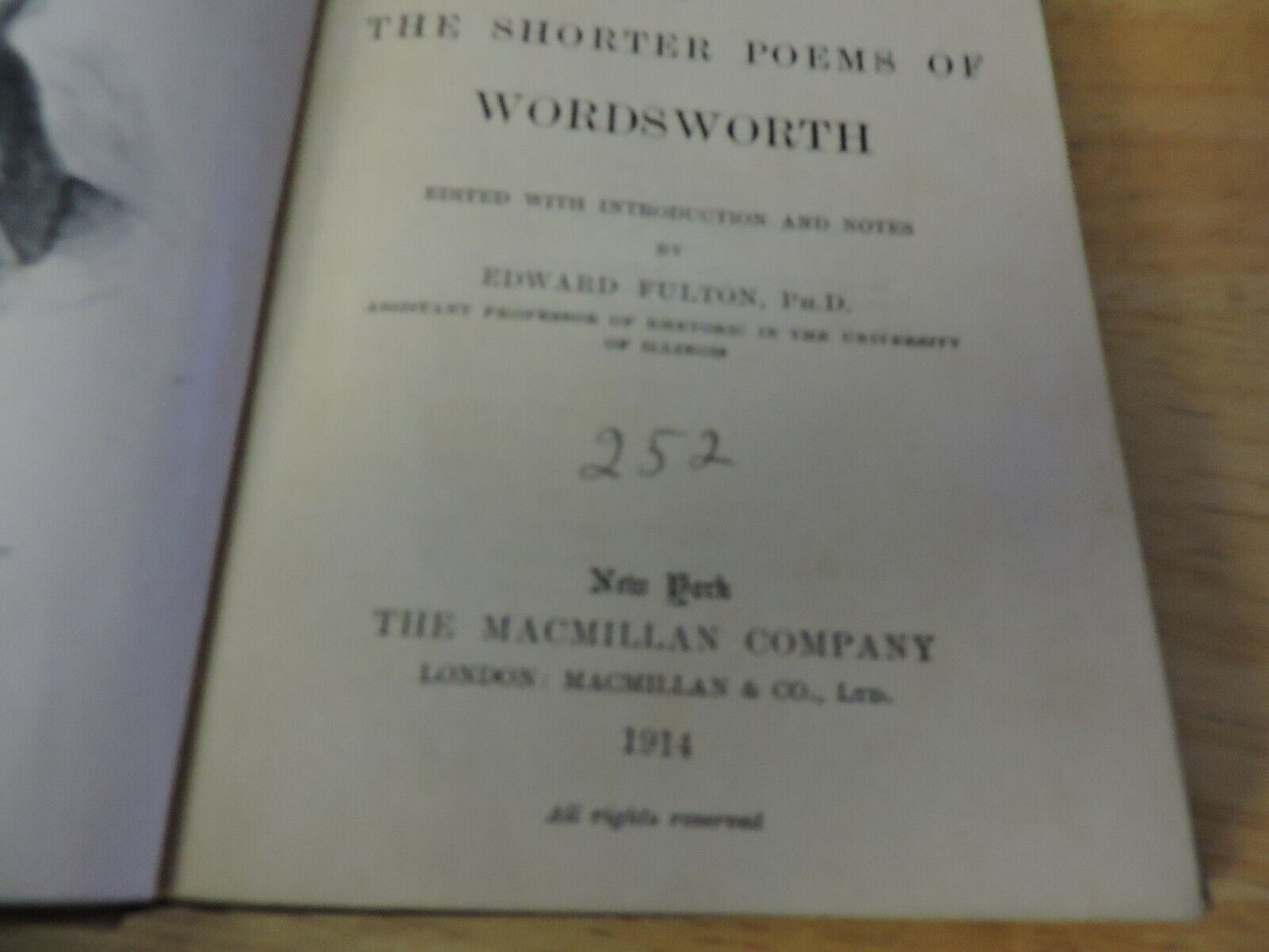 A SELECTION OF THE SHORTER POEMS OF WORDSWORTH 1914