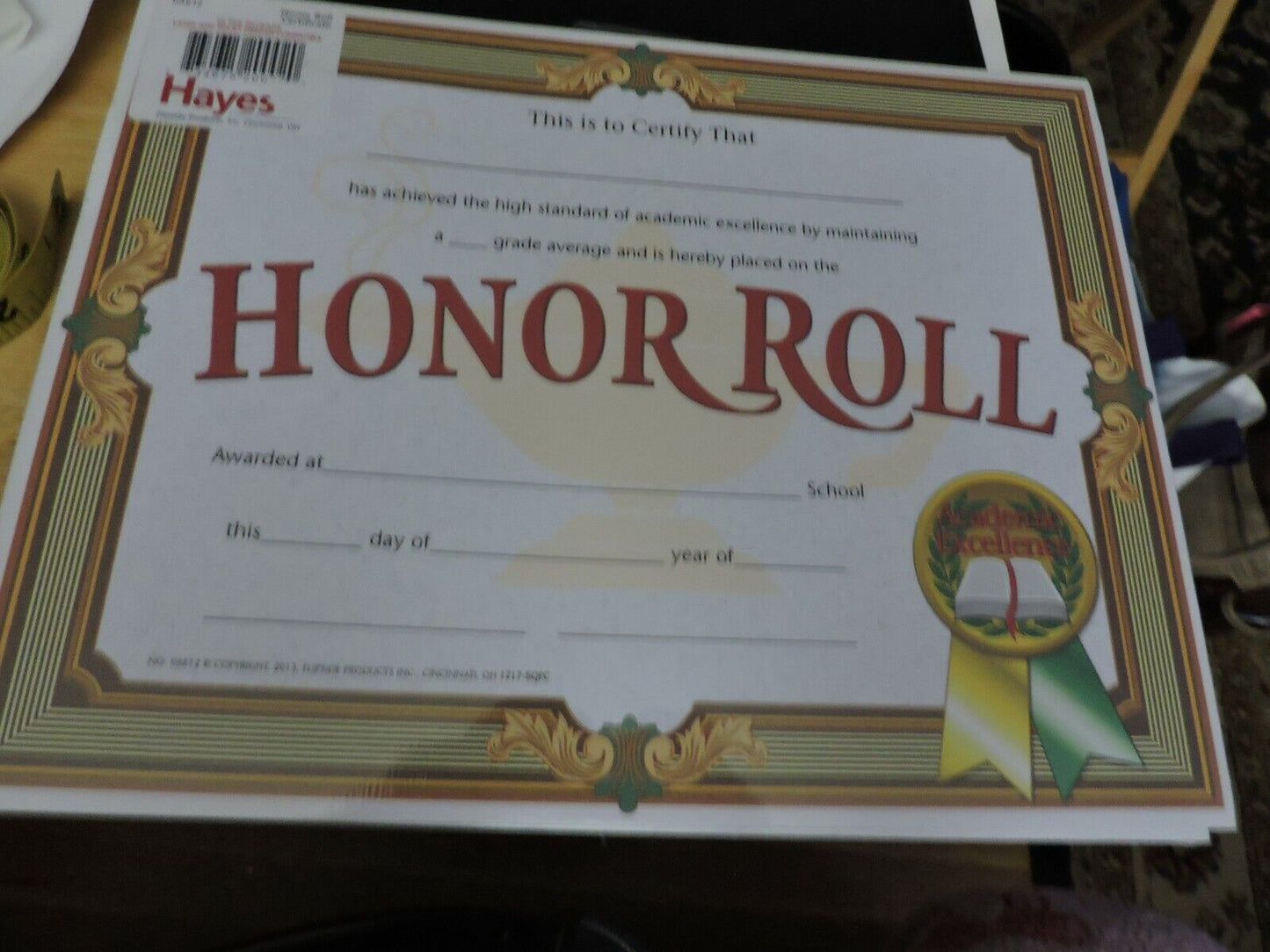 Honor Roll Certificate NEW PACK OF 30
