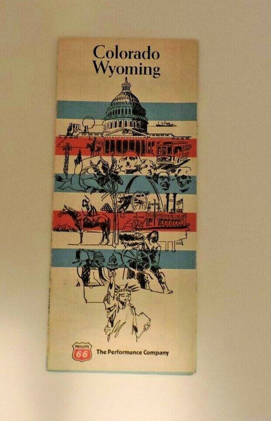 Vintage Colorado Wyoming Folding Map-Phillips 66
