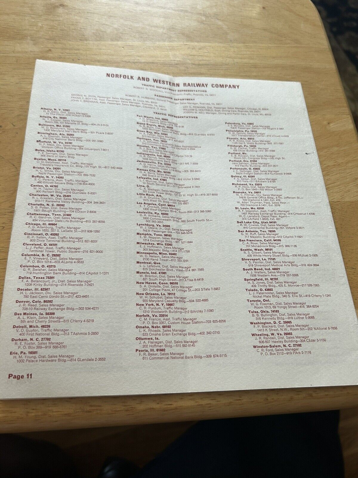 NORFOLK AND WESTERN RAILWAY SYSTEM PASSENGER TRAIN SCHEDULES APRIL 25, 1965