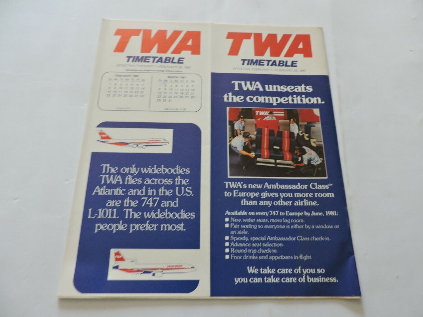 TWA  TIMETABLE   FEBRUARY 1-28, 1981