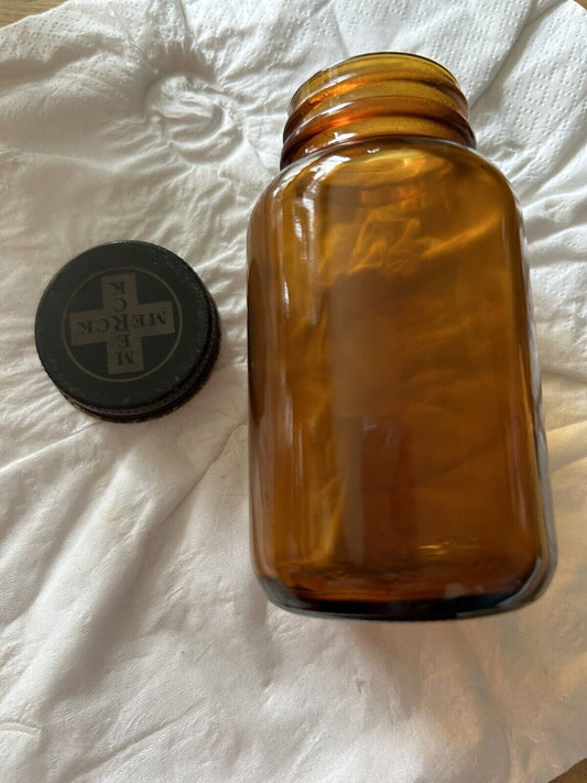 ROUND  BROWN BOTTLE--EMPTY--NO LABEL 3.75 X 2 INCHES