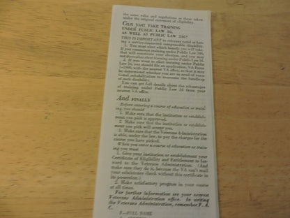 YOUR ANSWERS ABOUT EDUCATION AND TRAINING:  REVISED JUNE 1, 1948, VETERANS ADMIN