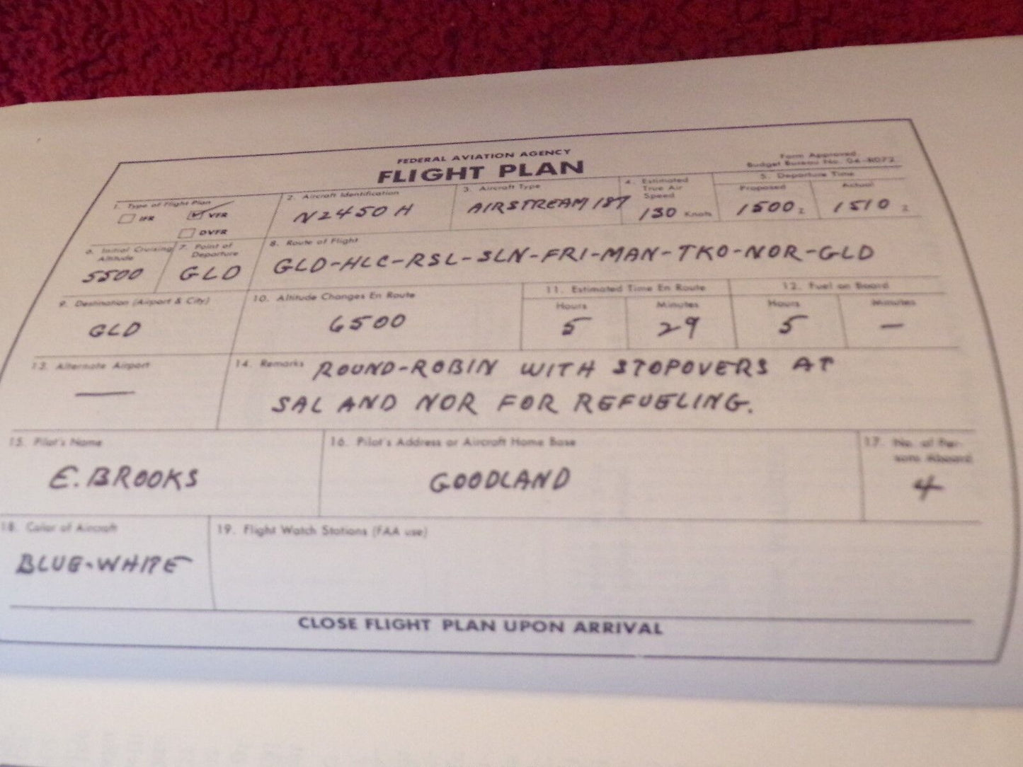 Typical Cross-Country Written Examinations for the Private Pilot Rating