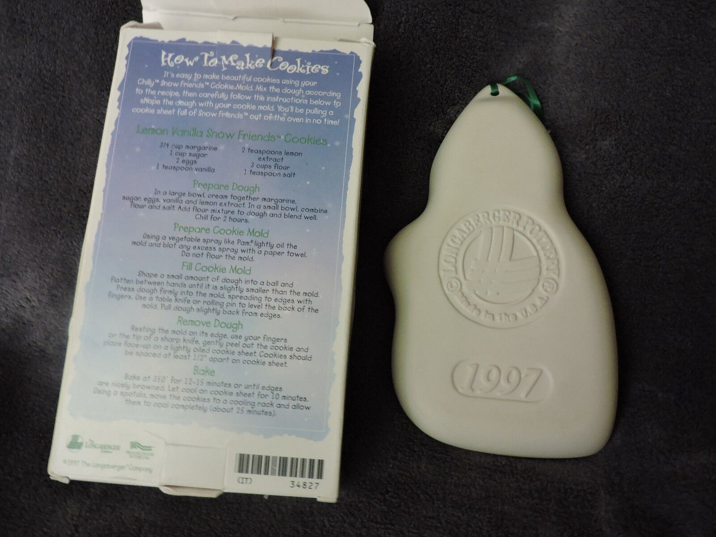 1997 Longaberger Pottery Chilly Snowman Cookie Mold Snow Friends Series- NIB