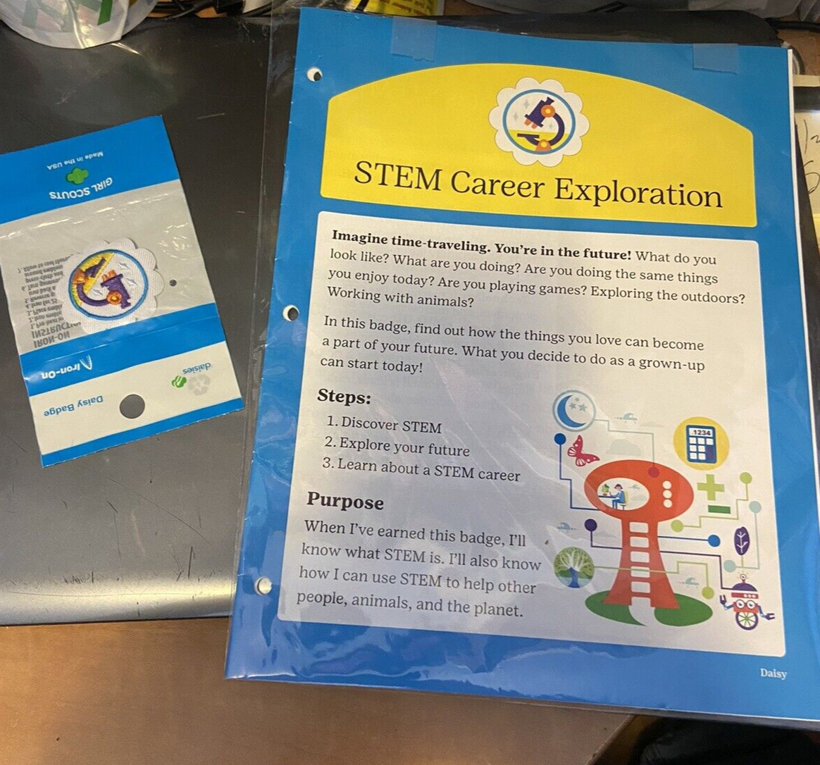 Official Girl Scout STEM CAREER EXPLORATION book and Patch Combo