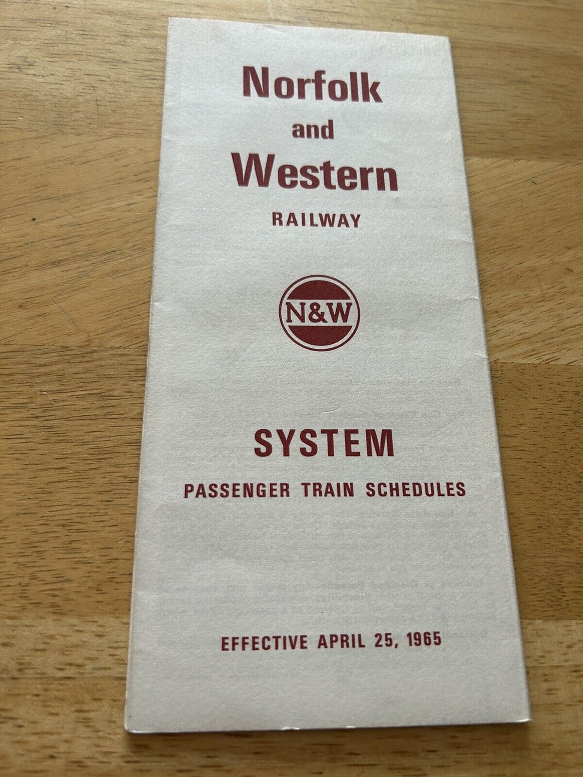 NORFOLK AND WESTERN RAILWAY SYSTEM PASSENGER TRAIN SCHEDULES APRIL 25, 1965