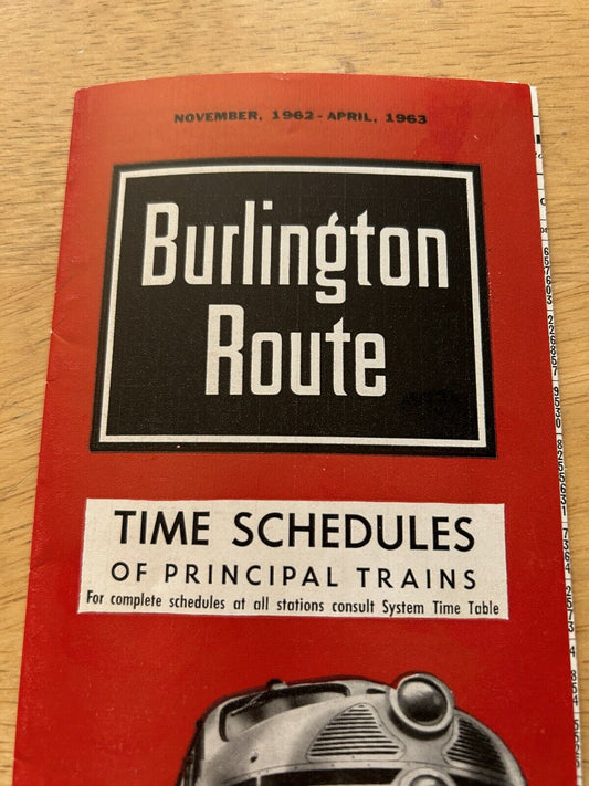 BURLINGTON ROUTE TIME TABLES  NOVEMBER 1962-APRIL 1963