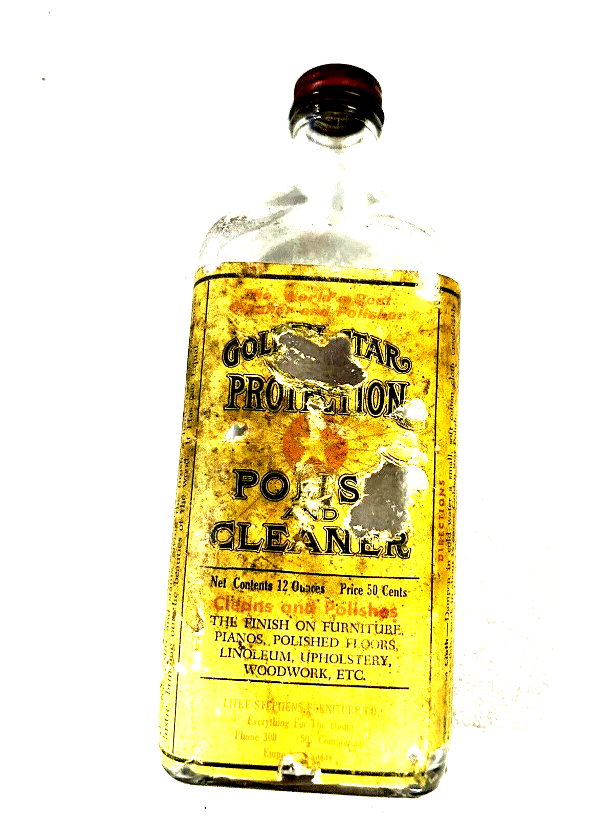 Vintage GOLDEN STAR PROTECTION Polish & Cleaner Bottle  EMPTY