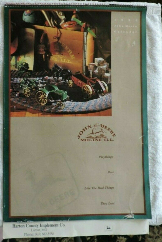 1991 John Deere Calendar, Barton County Implement Co.  Lamar, MO