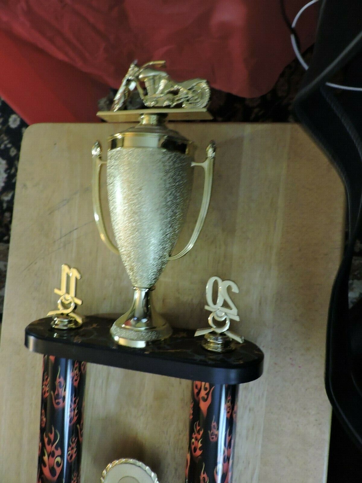LADY MILD CUSTOM 1ST PLACE BIKE RIDING TROPHY  2011    22X8.5X5 INCHES