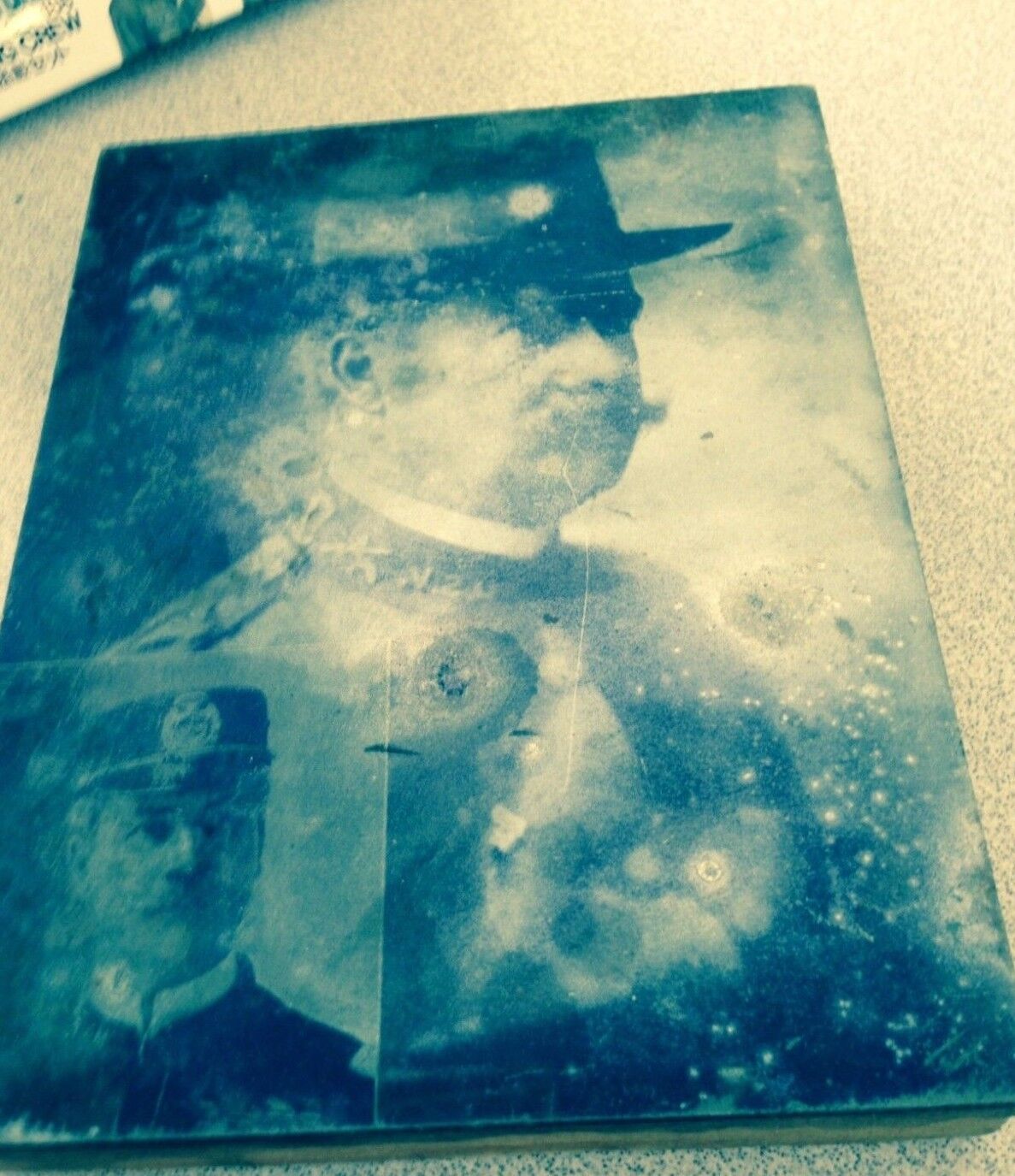 BLACK AND WHITE NEGATIVE EXPOSURE PLATE OF 2 GENTLEMAN