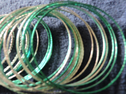 SILVER AND GREEN  BANGLE BRACELOTS (30+)