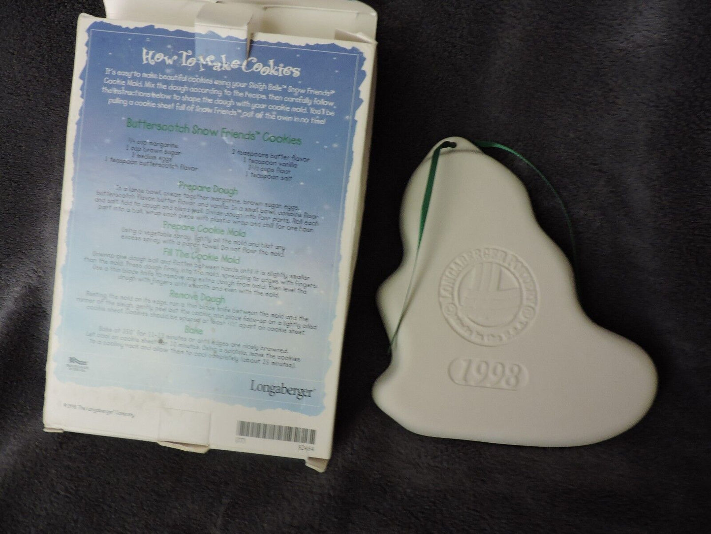 1998 Longaberger Pottery Snow Friends Cookie Mold Series - Sleigh Belle - NIB!