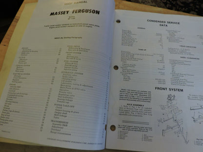 MASSEY-FERGUSON SHOP MANUAL: MODELS MF1150 MANUAL NO MF-30: 1974